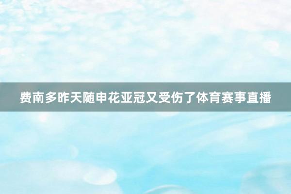 费南多昨天随申花亚冠又受伤了体育赛事直播